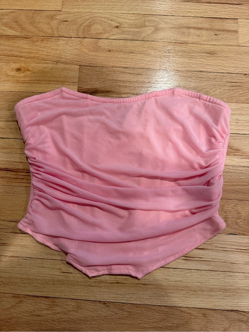 Pink Strapless Ruched Tube Top